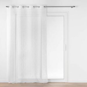 Douceur d'intérieur, Voilage à Œillets (140 x 240 cm) Felicia Blanc, Voile Sablé Brodé Métallisé