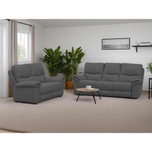 Jasmin - canap&eacute;s relax &eacute;lectrique 2 et 3 places - en tissu - Gris fonc&eacute;