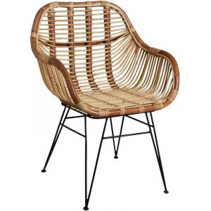 Image de Aubry Gaspard Fauteuil en rotin brut pieds métal Tanete