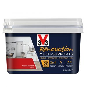 V33 Peinture Rénovation Multisupport Satin Rouge Caprice 500ml