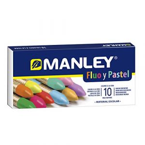 Manley ALPINO Craies à la Cire 10 Unités | Craies Grasses Professionnelles | Pochette de Craies Molles au Toucher Agréable | Couleurs Miscibles | Couleurs Neon et Pastel