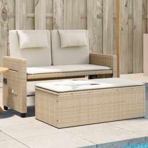 VidaXL Banc inclinable de jardin avec coussins beige résine tressée