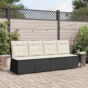 Image de VidaXL Canap&eacute; De Jardin Avec Coussin Noir Poly Rotin
