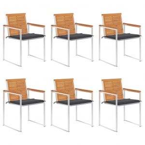 VidaXL Chaises de jardin 6 pcs avec coussins Bois d'acacia solide