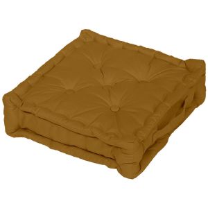 Soleil d'Ocre Coussin en coton 40x40 cm PANAMA moutarde, par