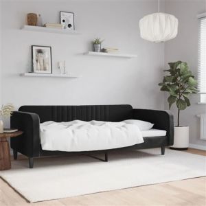 VidaXL Lit de repos noir 100x200 cm velours, canapé-lit, canapé-lit confortable, canapé-lit en velours, lit d'appoint, canapé-lit simple