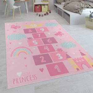 Paco Home Tapis Enfant, Tapis Chambre Jeu Garçon Fille Moderne Antidérapant, Dimension:80x150 cm, Couleur:Pink 4