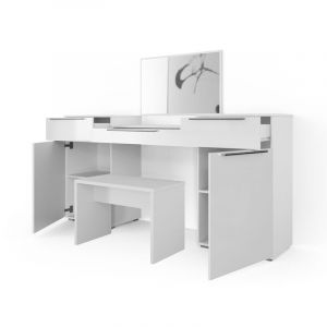 Vicco - Coiffeuse "Lilli" Blanc brillant avec banc