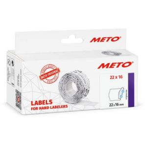 Meto Étiquettes pour étiqueteuse Manuelle (22x16 mm, 2 Lignes, Papier Blanc, 6 000 étiquettes, permanentes Multi-usages/pour congélateur, pour appareils, Contact, Sato, Avery, etc.)