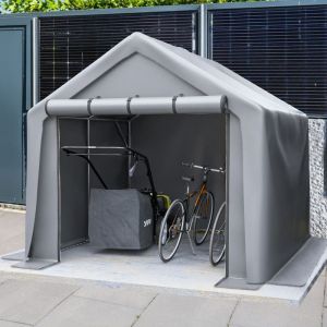 Oem Abri de jardin 244 x 241 x 217 cm, garage &agrave; v&eacute;los, abri &agrave; outils, tente de garage, cabane de jardin, tente de rangement, gris fonc&eacute;