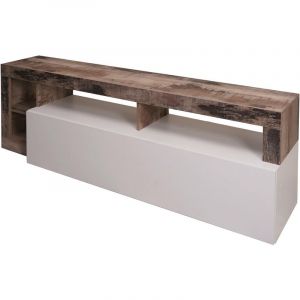 Alter Meuble de salon meuble TV moderne avec étagères, Buffet bas avec porte abattante, Fabriqué en Italie, 184x58xh42 cm, Cou