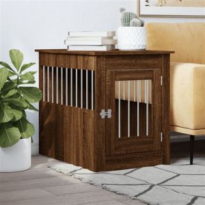 VidaXL Meuble de cage pour chiens ch&ecirc;ne marron 55x80x68 cm
