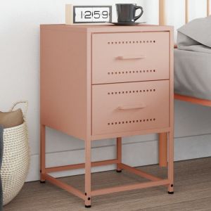 VidaXL Table de chevet rose 36x39x60,5 cm acier, armoire, armoire latérale, support de téléphone, table de chevet, mobilier de chambre à coucher