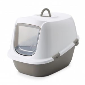 Savic Katzentoilette Leo warmgrau / wei&szlig; Katze