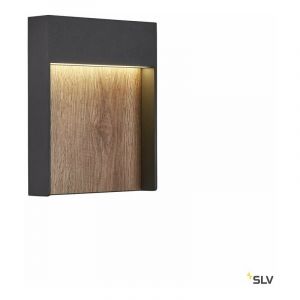 Image de SLV Applique extérieure FLATT anthracite/imitation bois avec LED intégrée, 14W, 3000K/4000K, IP65