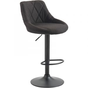 CLP Tabouret de bar Lazio en Tissu Hauteur r&eacute;glable si&egrave;ge pivotant, Gris fonc&eacute;/Noir