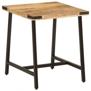 VidaXL Table d’Appoint, Table Basse, Table à Thé, Bout de Canapé Salon Chambre à Coucher Intérieur, Bois Massif de Manguier et Fer