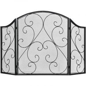Homcom Pare-feu cheminée ou poêle - Pare-étincelles 3 Volets Pliables - dim. 66 x 31 x 81 cm - métal Noir