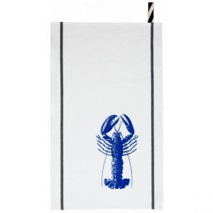Declikdeco Torchon Homard Bleu mécano Blanc 50 x 70