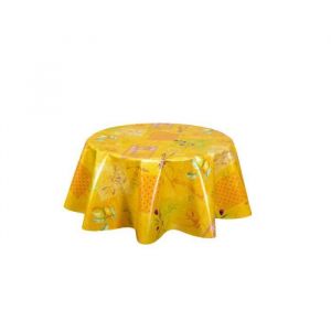 The home deco factory CPM - Nappe ronde en toile cirée provençale Menton - Diamètre 135 cm - Jaune