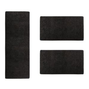 Karat - Descente de lit Barcelona Noir 1 tapis 67 x 250 cm + 2 tapis 67 x 140 cm