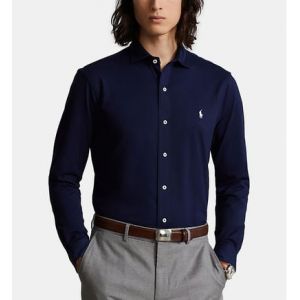 Ralph Lauren Chemise droite coton jersey Bleu Polo - Couleur Bleu - Taille L