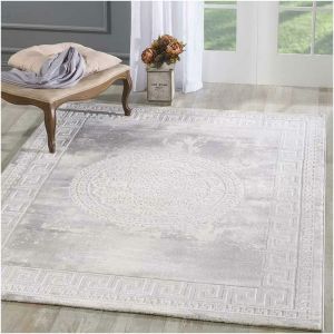 Tapis orient style en polypropyl&egrave;ne gris 80x150