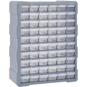 VidaXL Organisateur multi-tiroirs avec 60 tiroirs 38x16x47,5 cm - Gris