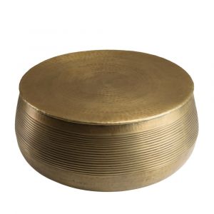 Macabane Table bassé pied strié Honoré laiton foncé - D.77xH.35 cm