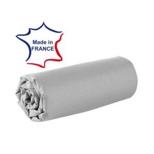 Made in france Doulito - Drap housse - 200 x 200 cm - 100% coton - 57 fils - France Gris - Gris