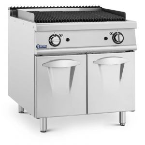 Grill professionnel pierre de lave 2 x 8 kw 50 à 460 °c propane/lpg/gaz naturel 80 x 73 cm pro 730 series- acier inoxydable fonte émaillée argent métallisé Helloshop26 14_0009113