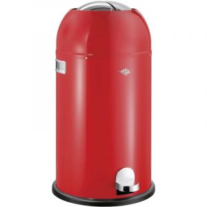 Wesco Poubelle Kickmaster de couleur rouge, t&ocirc;le d'acier rev&ecirc;tue par pulv&eacute;risation, amortisseur int&eacute;gr&eacute;, volume de 33 litres, grande ouverture