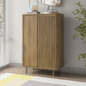 M&S Buffet haut 2 portes 86x40x131 cm effet ch&ecirc;ne fonc&eacute; - SUDEA