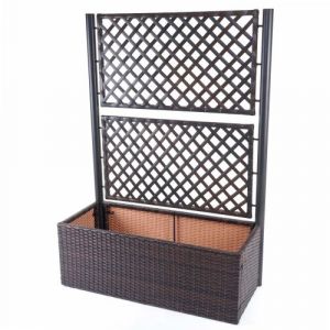 Mendler Jardinière avec Treillis en polyrotin, HWC-D76, 142x100x43 cm ~ Marron
