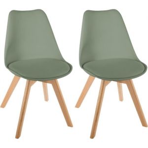 Image de Atmosphera Lot de 2 chaises style scandinave Baya - Couleur: Chaise Baya kaki-kaki$Vert