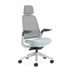Steelcase Series 1, chaise de bureau ergonomique avec soutien lombaire LiveBack, accotoirs 4D et têtière réglable Nuage orage