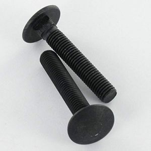 Trcc japy tête ronde collet carré M7X80 Pas de 100 Filetage total Acier zingué noir-1 piece