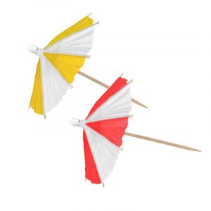 10 Parapluies de cocktail rouges et jaunes Taille unique