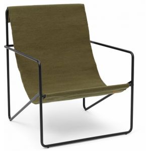 Ferm Living Chaise Desert / Structure noire - Bouteilles plastique recyclées vert en tissu