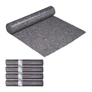 Relaxdays Couverture d&eacute;m&eacute;nagement, lot de 5, 1x25 = 25 m&sup2;, Rouleau protection sol 220 g/m&sup2; tapis travaux peinture, gris