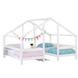 Lit cabane 2 couchages VILLY Blanc 90x160cm