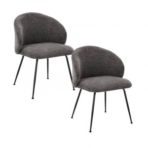 Hellin Chaises design de salle à manger en tissu chenille (lot de 2) - lou