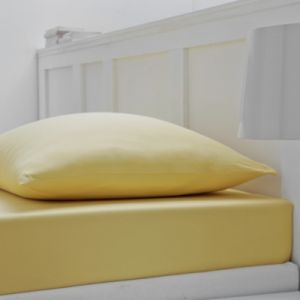 Image de Blanc des vosges Uni Jersey Drap housse extensible Coton Citron 120x190 cm à 130x220 cm