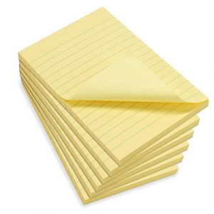 Waytex 931680C6 600 Notes adhésives A6 avec lignes Lot de 6 Blocs de 100 Feuilles autocollantes repositionnables Grand format 9,8 x 15 cm - Couleur jaune pastel