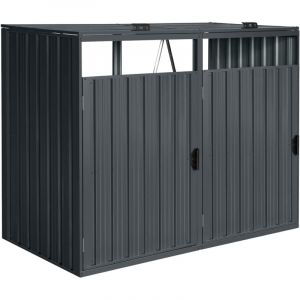 Axi Owen Cache Poubelle Métallique Anthracite/Acier Galvanisé Résistant Aux Intempéries - Abri Poubelle Pour 2 Conteneurs - Max. 240l/480l - Abri Poubelle Extérieur Avec Excellente Ventilation