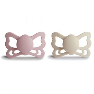 FRIGG Butterfly Lot de 2 Sucettes | Sucette en Silicone | Sans BPA | Fabriqu&eacute; au Danemark | T&eacute;tine Anatomique | Cream/Blush