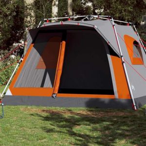 VidaXL Tente familiale cabine 7personnes gris orange d&eacute;gagement rapide