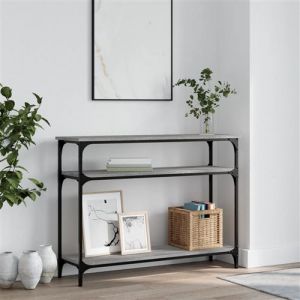 VidaXL Table Console, Table d'Appoint avec Pieds, Bout de Canapé avec Rangement, Meuble d'Entrée Salon, Industriel, Sonoma Gris Bois d'Ingénierie