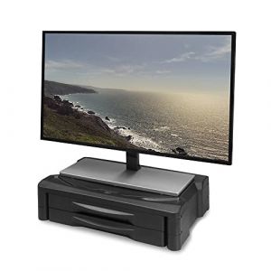 ACT AC8215 Support de moniteur extra large avec 2 tiroirs Hauteur réglable, Noir
