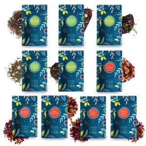 COMPTOIR FRAN&Ccedil;AIS DU TH&Eacute; | Assortiment de Th&eacute;s Verts Fruit&eacute;s et Infusions Vrac | 10 sachets de 20g pour varier les plaisirs tout au long de la journ&eacute;e